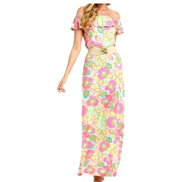 Lilly Pulitzer Dresses & Skirts - Lilly Pulitzer Vibrant Pink and Yellow Maxi Dress
